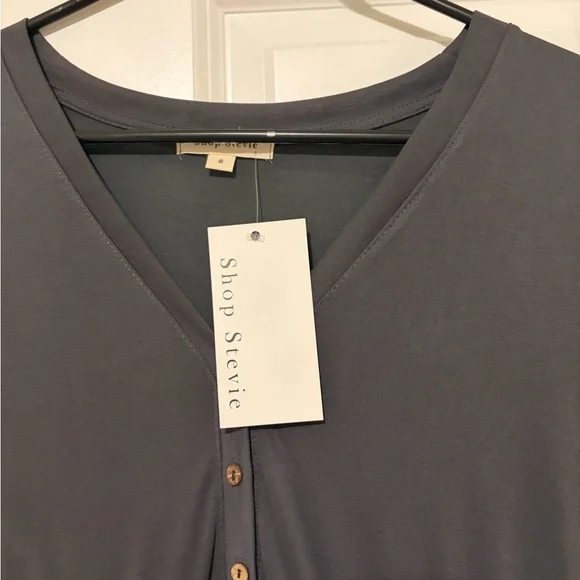 Stevie Charcoal Button-Up Dress - Picture 2 of 2